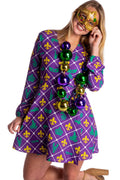 The Bourbon St. Special | Women's Mardi Gras Wrap Dress - Shinesty
