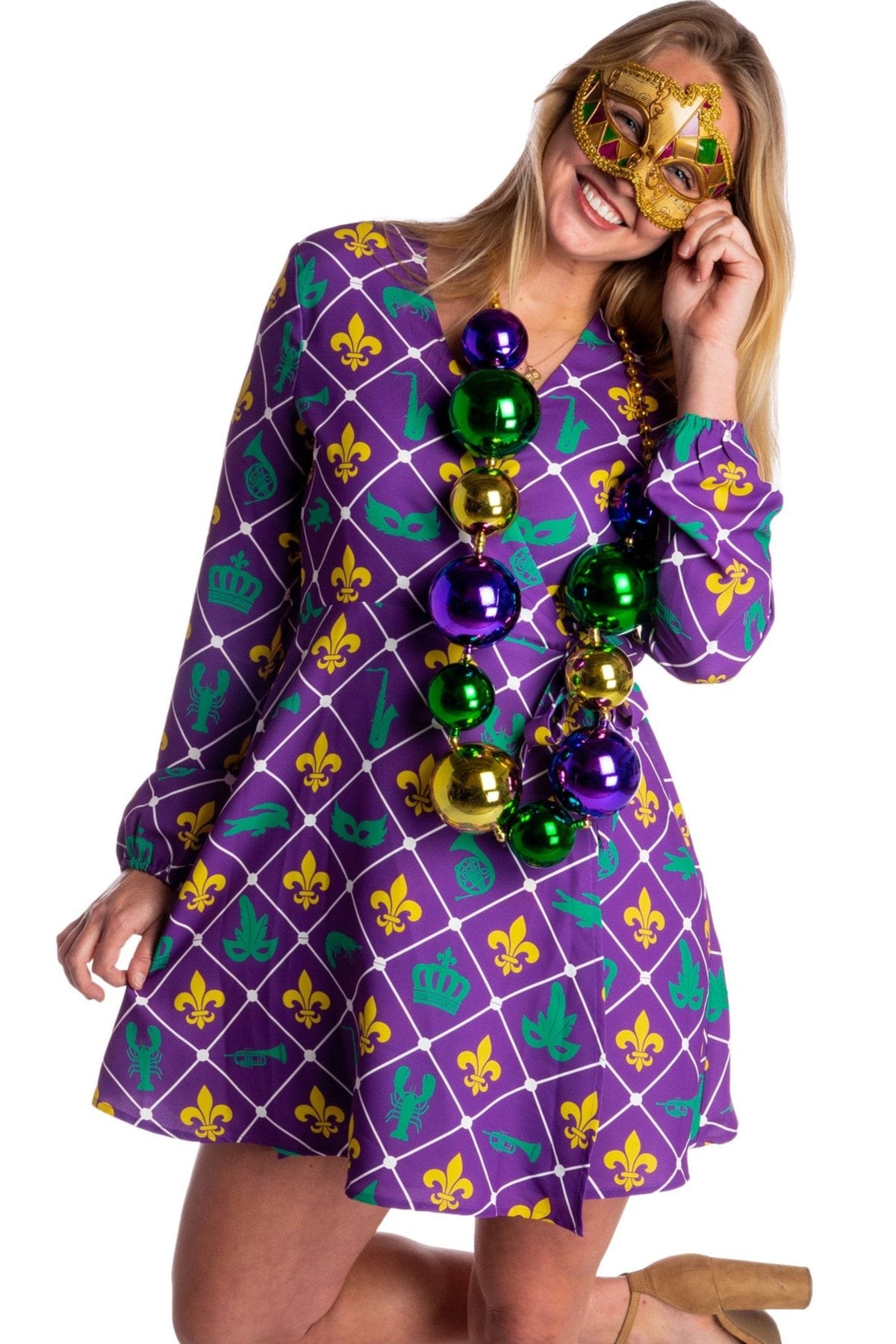 The Bourbon St. Special | Women's Mardi Gras Wrap Dress - Shinesty