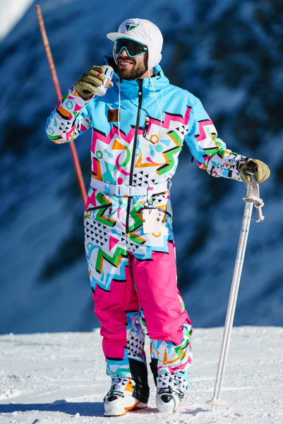 yori shiroconスノーマンジャケット38 Ski Onesie | Mens Retro Neon – Shinesty
