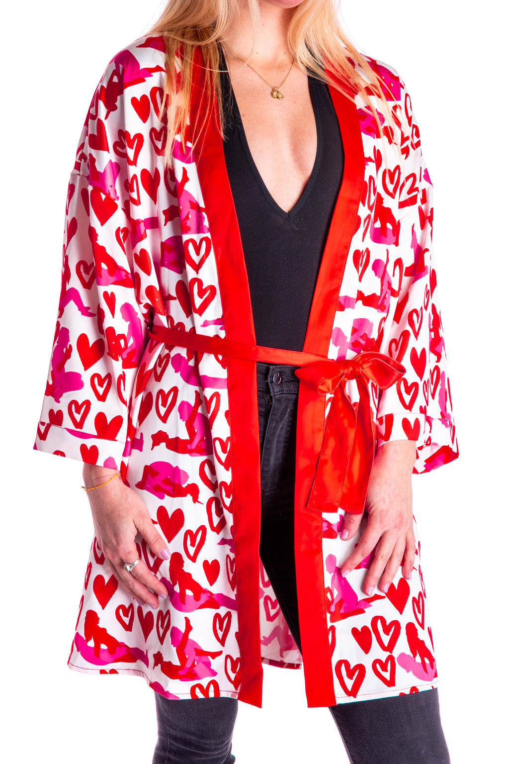 The Hot-Blooded Handbook | Ladies Valentine's Day Unisex Party Kimono - Shinesty