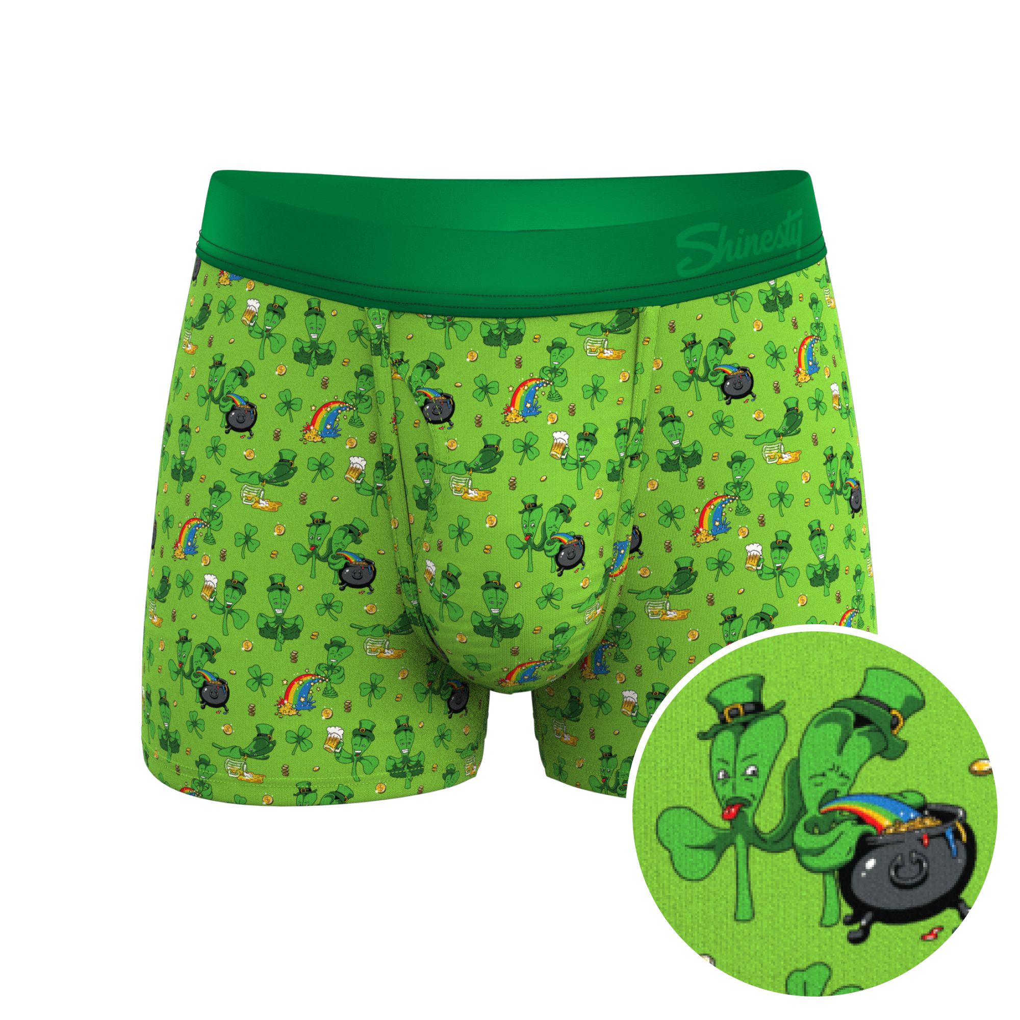 The 3 Leafs To The Wind | St Patricks Day Clovers Ball Hammock® Pouch Trunks Underwear - Shinesty
