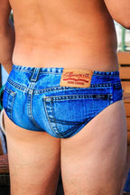 The Daytona Dong Sarong | Denim Print Swim Brief - Shinesty