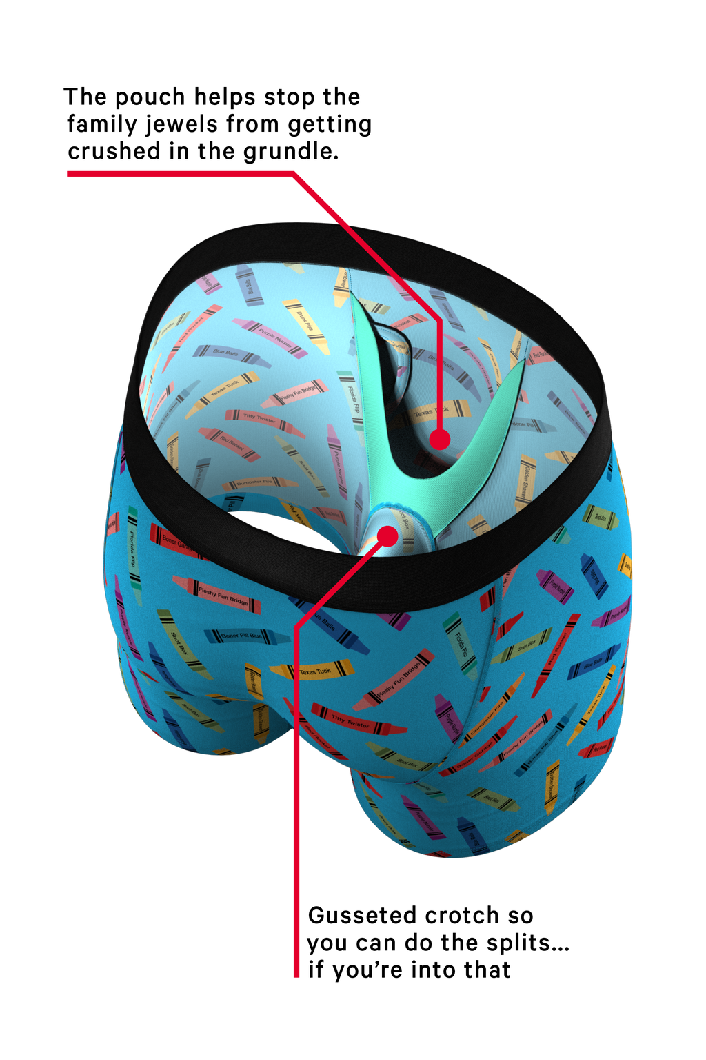 The 69 Pack | Crayon Print Ball Hammock® Pouch Underwear With Fly - Shinesty