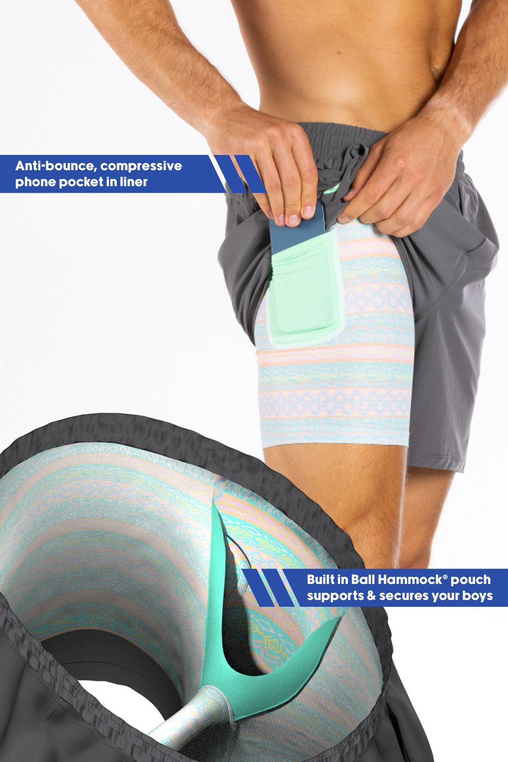 The Canyon Sunrise | Charcoal Aztec Ball Hammock® 7 Inch Athletic Shorts - Shinesty