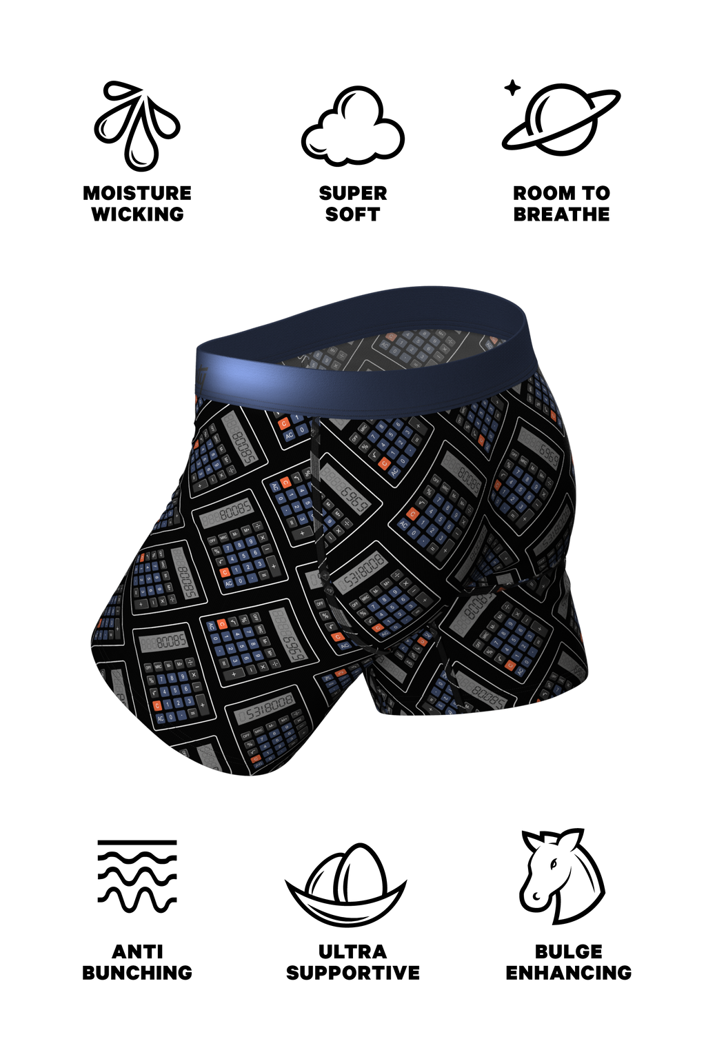 The 80085 | Glow In The Dark Calculator Ball Hammock® Pouch Underwear With Fly - Shinesty