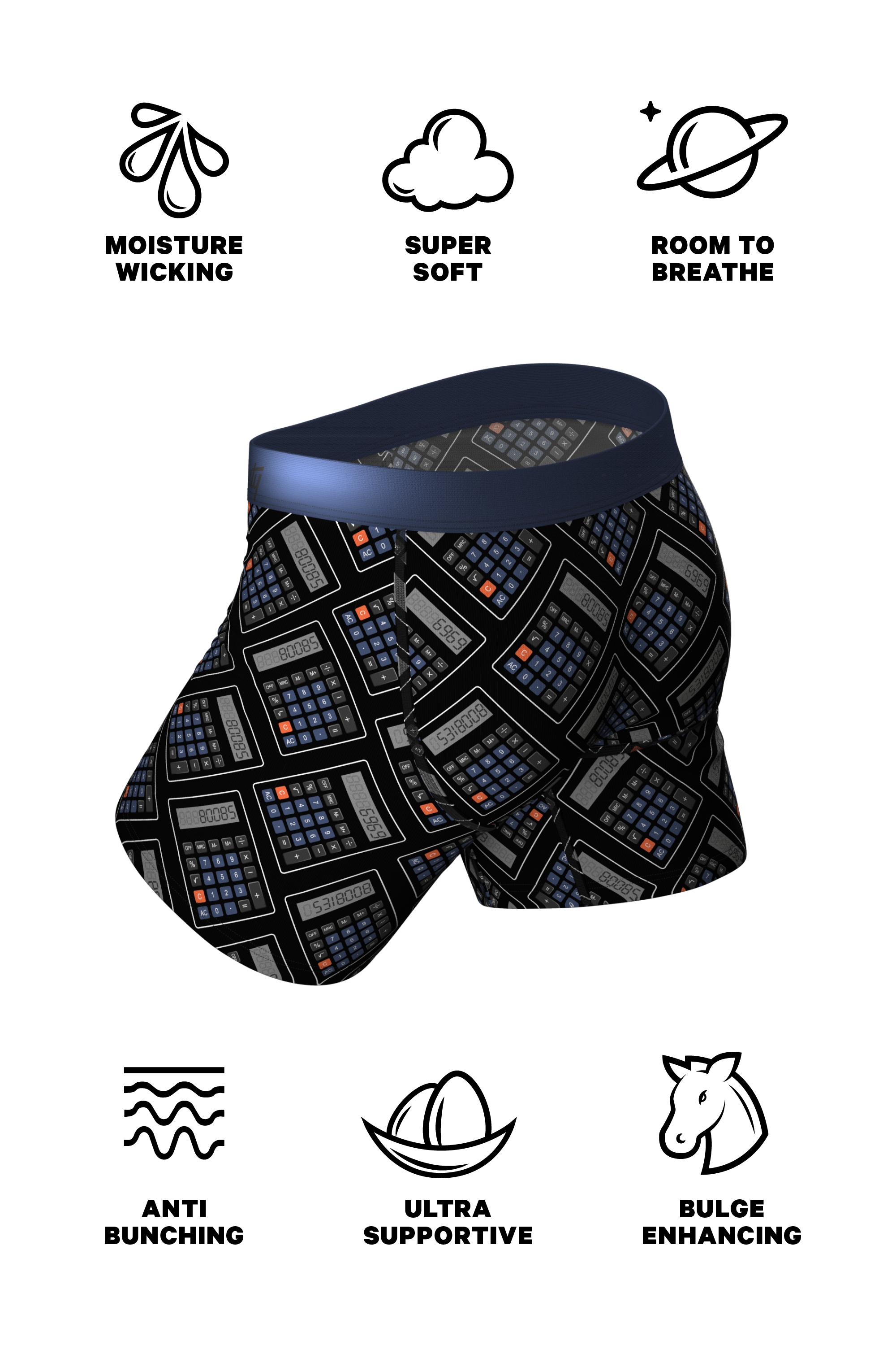 The 80085 | Glow In The Dark Calculator Ball Hammock® Pouch Underwear With Fly - Shinesty