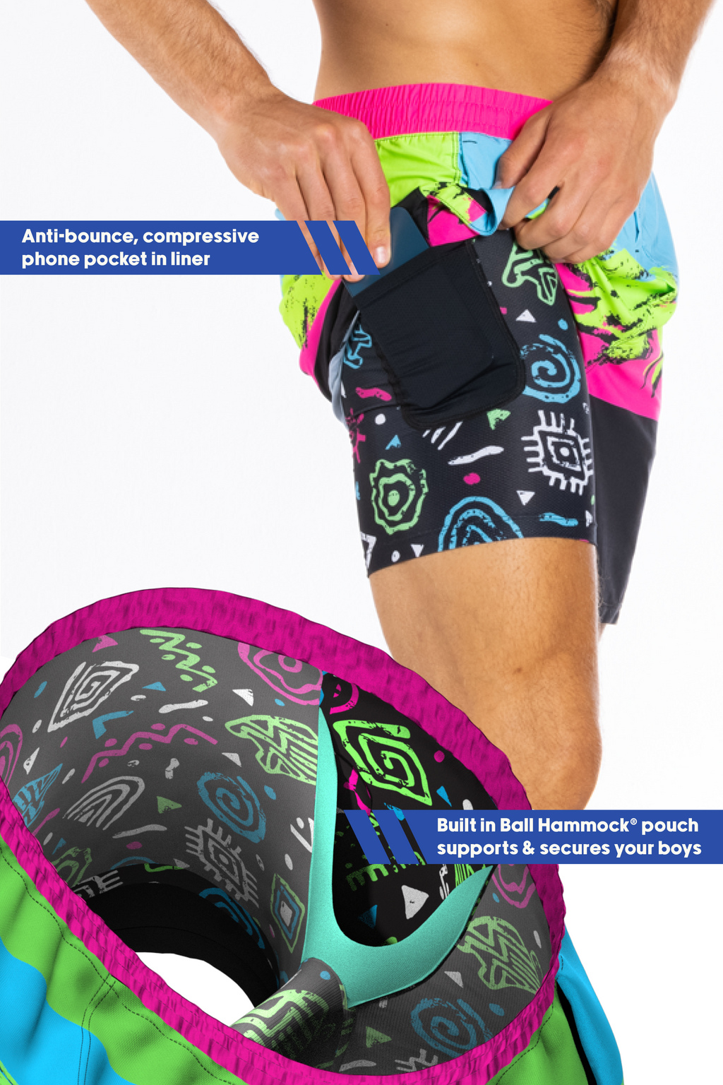 The Cherry Slushy | Neon Retro Ball Hammock® 9 Inch Athletic Shorts - Shinesty