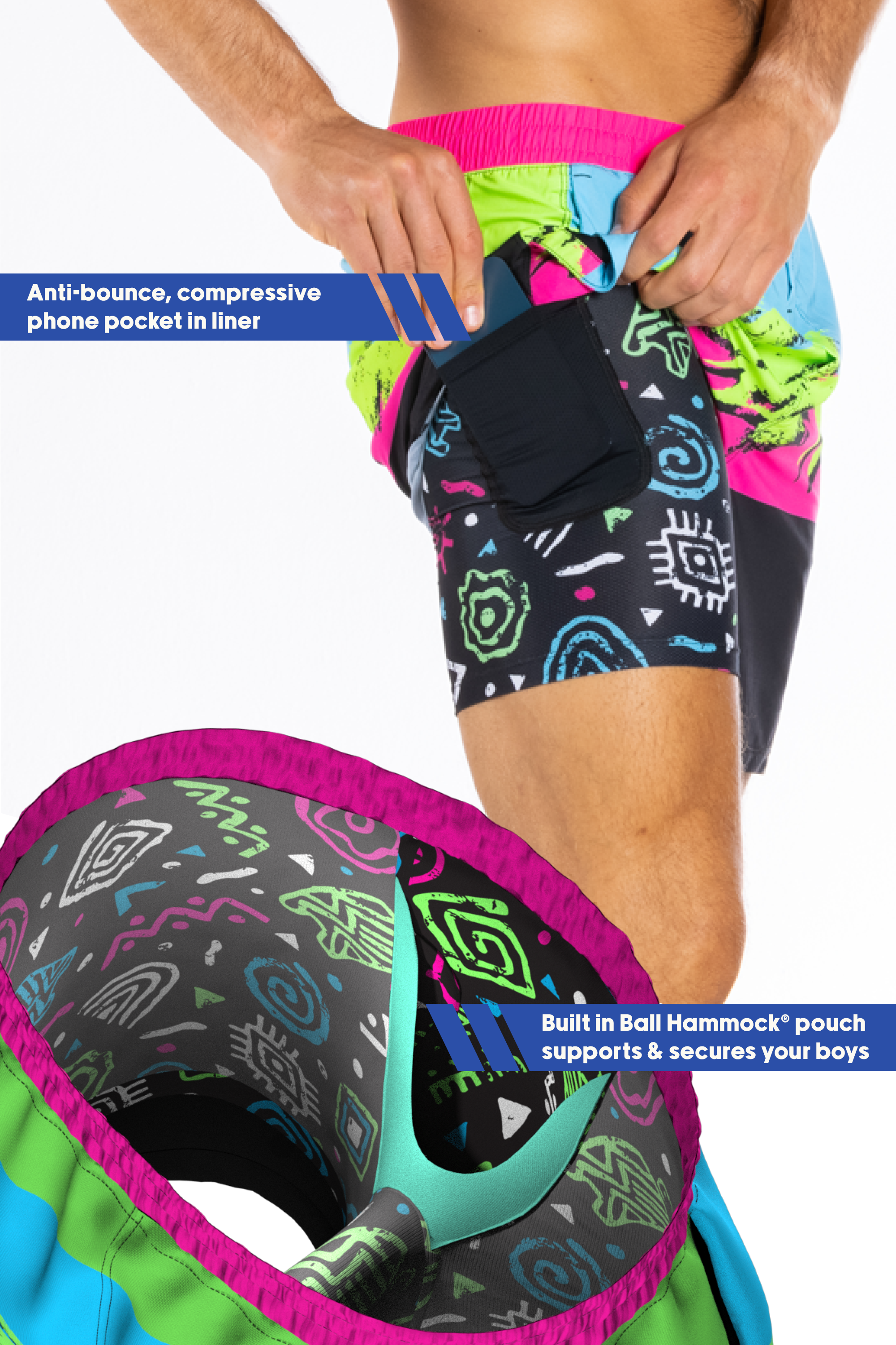 The Cherry Slushy | Neon Retro Ball Hammock® 9 Inch Athletic Shorts - Shinesty