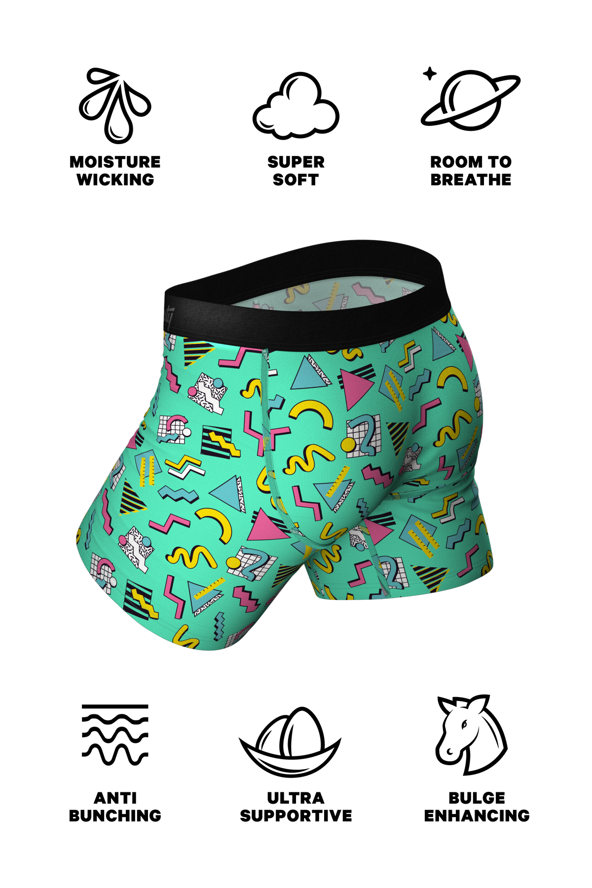 The Afternoon Arcade | Retro Geometric Ball Hammock® Pouch Underwear With Fly - Shinesty