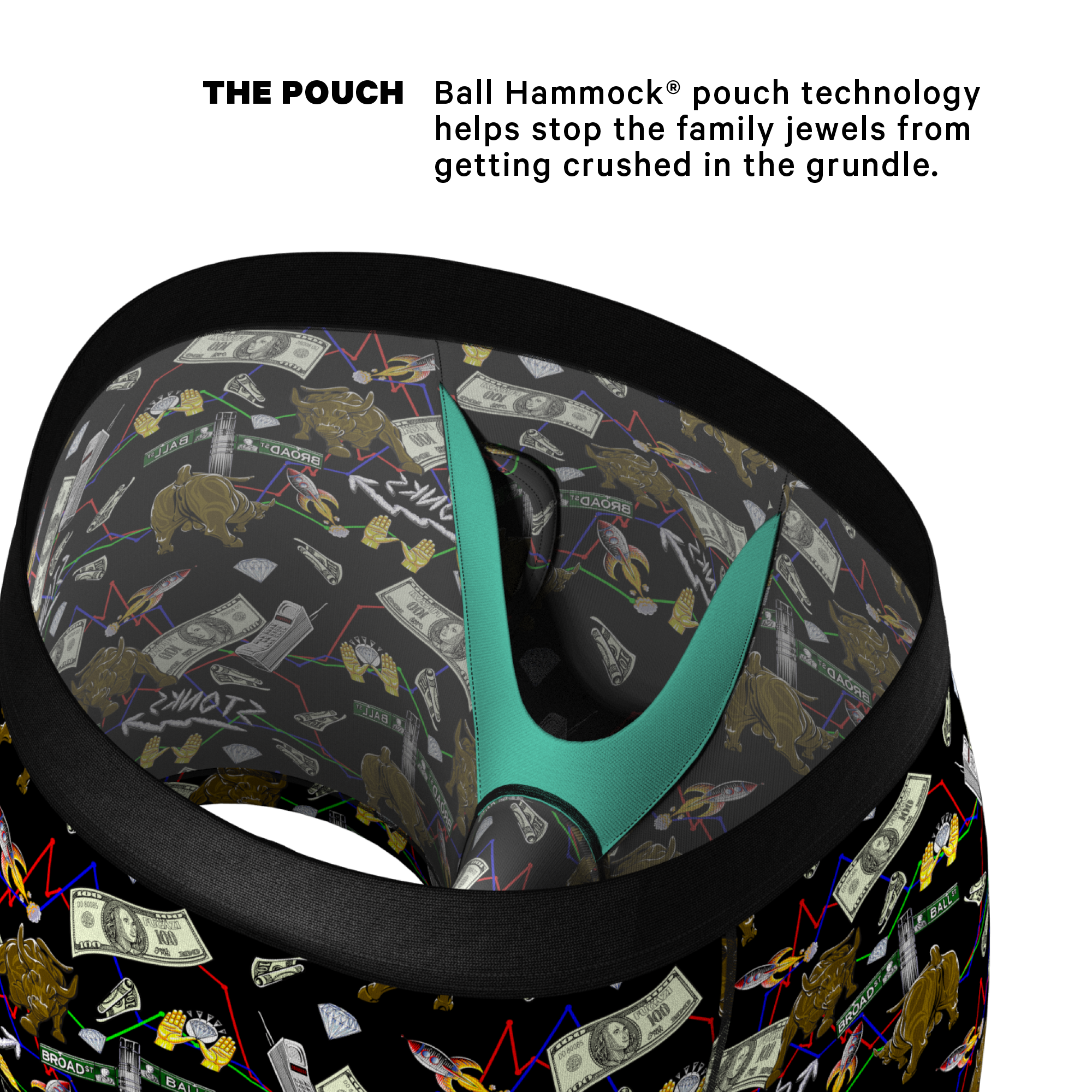 The Ball Street Bets | Stock Market Ball Hammock® Pouch Underwear With Fly - Shinesty