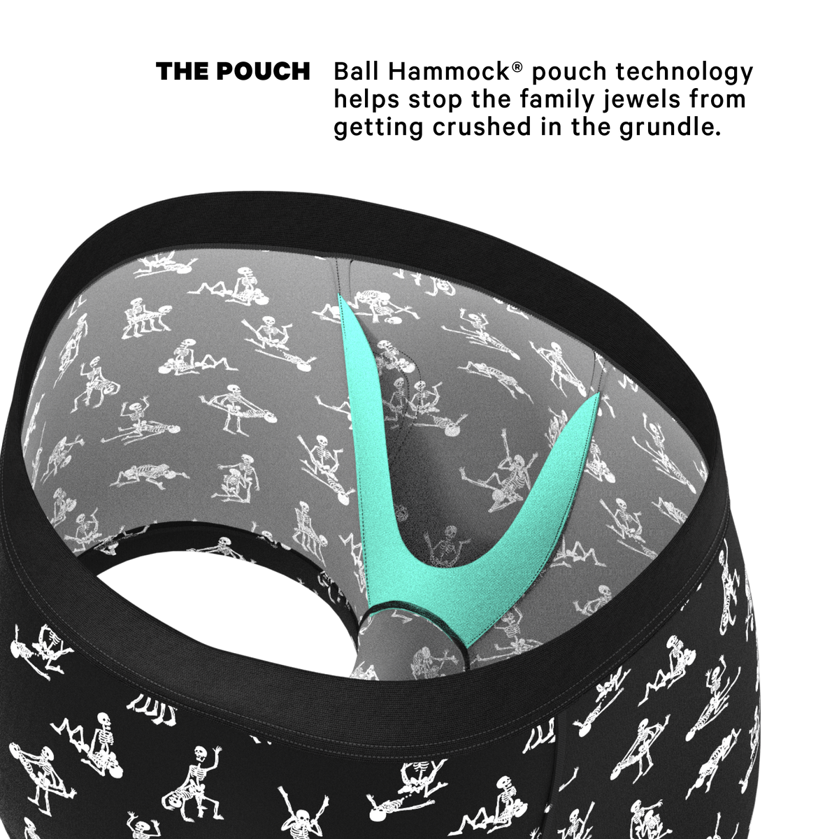 The Bare Back Bones | Glow in the Dark Skeletons Ball Hammock® Pouch Trunks Underwear - Shinesty