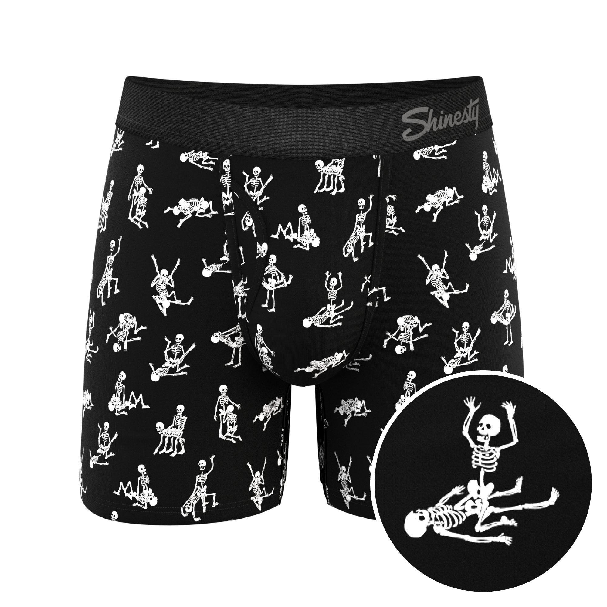 The Bare Back Bones | Glow in the Dark Skeletons Ball Hammock® Pouch Underwear With Fly - Shinesty