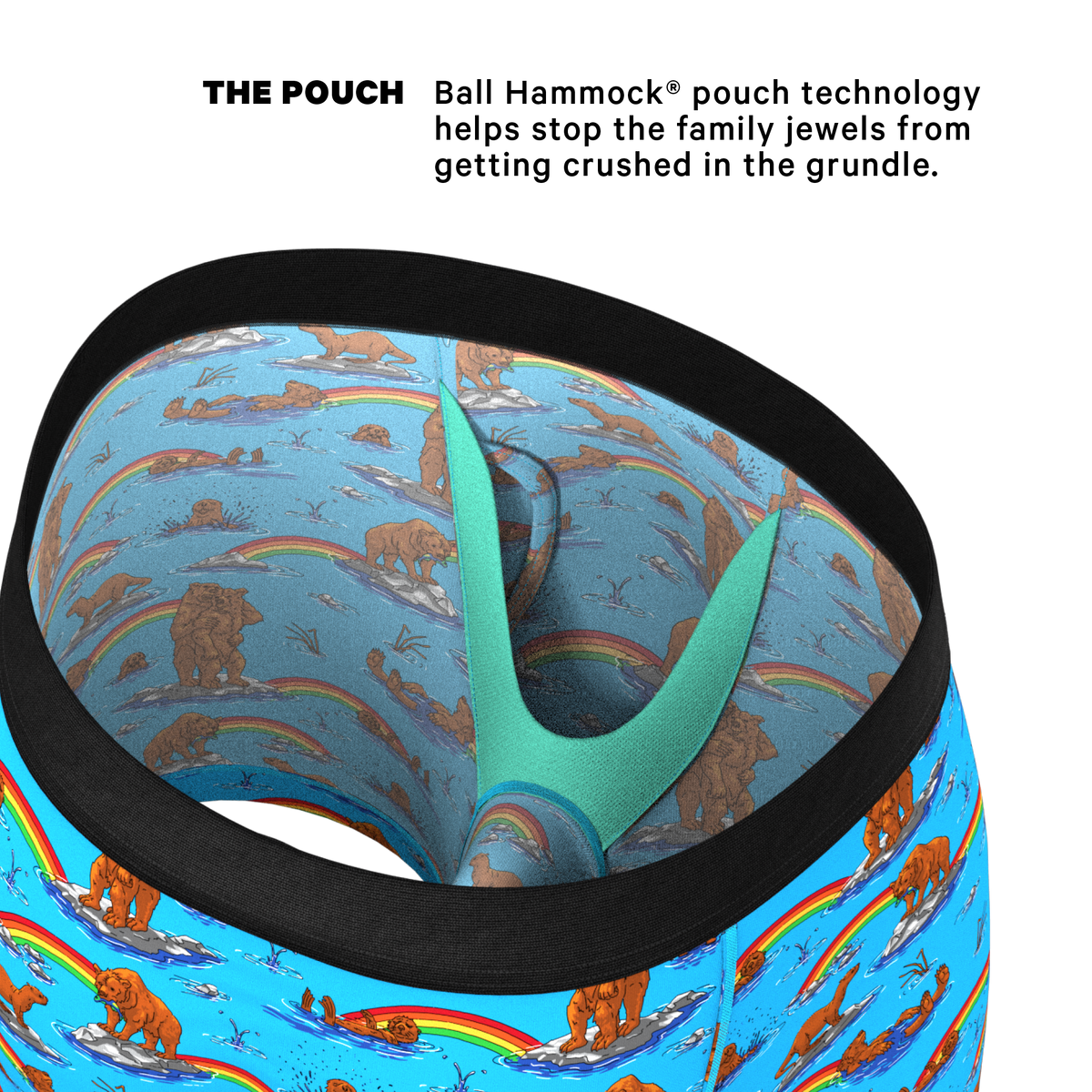 The Bear | Bear and Otter Rainbow Ball Hammock® Pouch Underwear With Fly - Shinesty