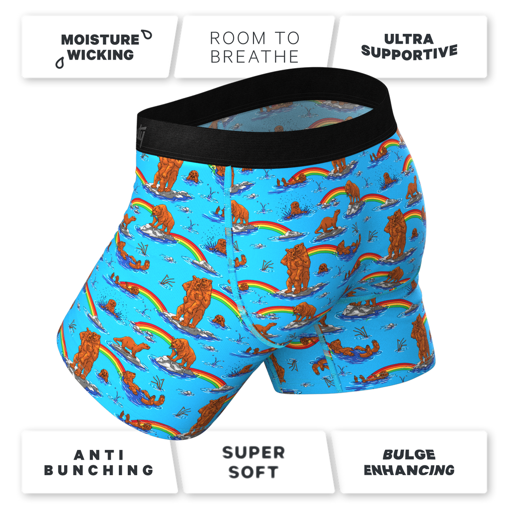 The Bear | Bear and Otter Rainbow Ball Hammock® Pouch Underwear With Fly - Shinesty