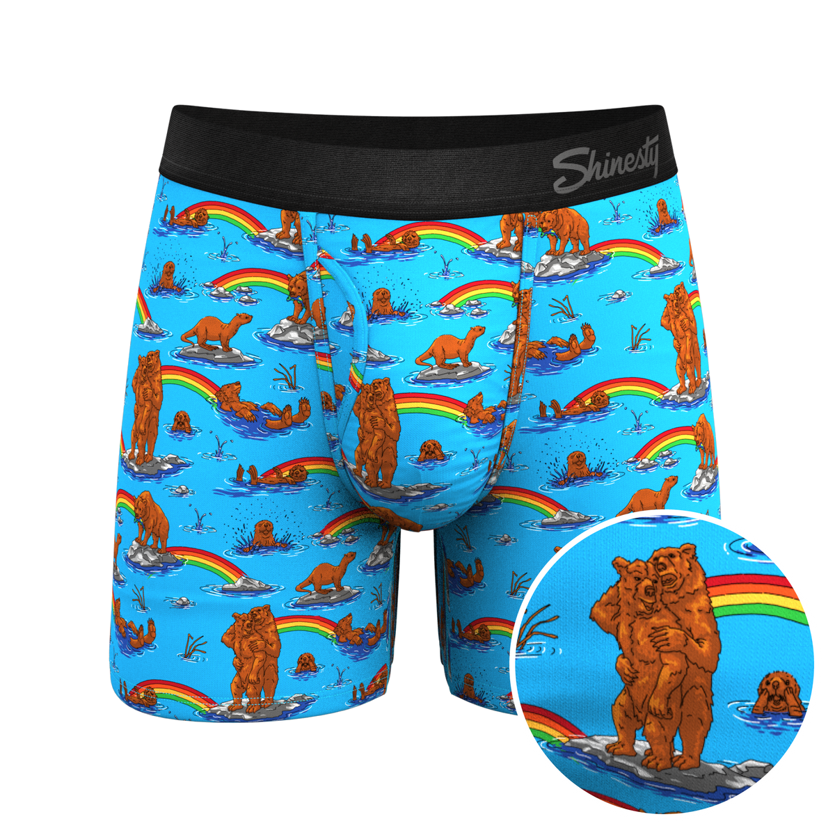The Bear | Bear and Otter Rainbow Ball Hammock® Pouch Underwear With Fly - Shinesty