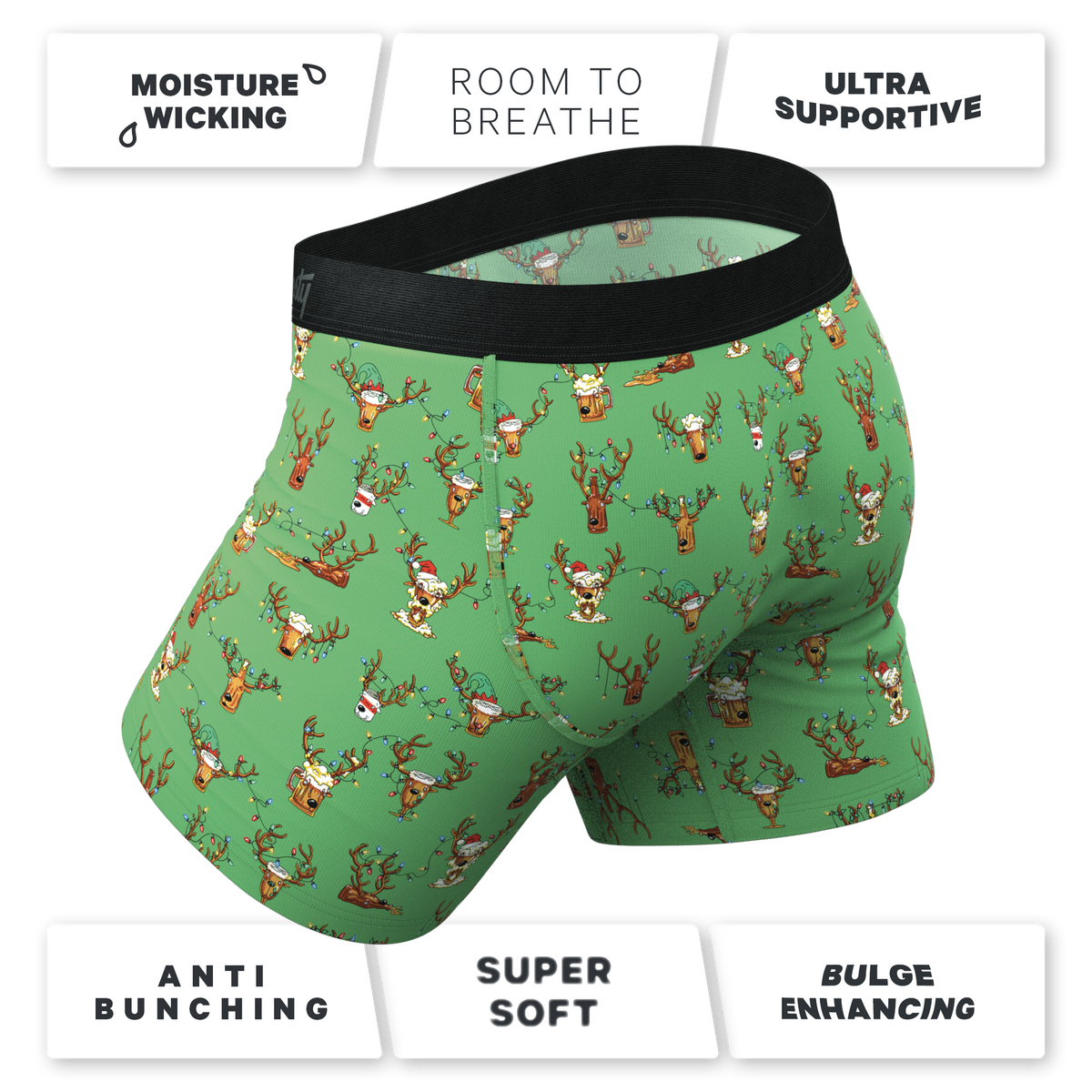 The Blitzened | Reindeer Beer Ball Hammock® Pouch Underwear With Fly - Shinesty