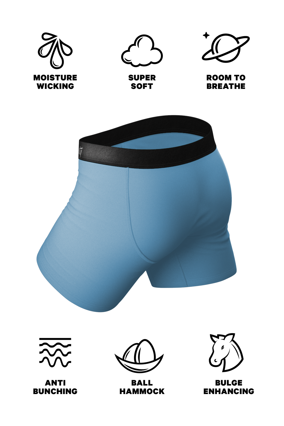 The Blue Ball Effect | Dusty Blue Ball Hammock® Pouch Underwear With Fly - Shinesty