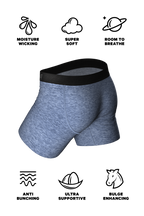 The Blueberry | Blue Heather Ball Hammock® Pouch Underwear With Fly - Shinesty