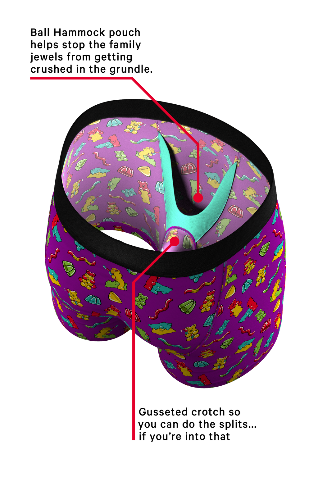 The Naughty Bears | Gummy Bear Ball Hammock® Pouch Underwear - Shinesty