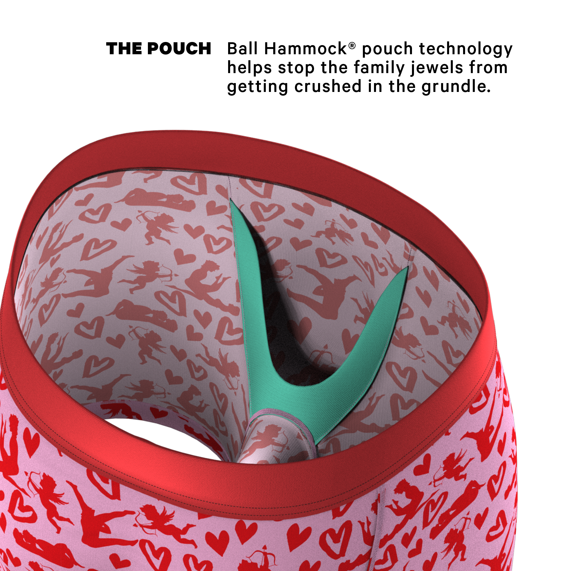 The Cupid Shuffle | Glow in the Dark Valentines Day Ball Hammock® Pouch Underwear - Shinesty