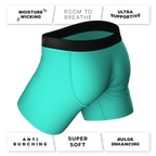 The Cyantific Theory | Turquoise Ball Hammock® Pouch Underwear With Fly - Shinesty