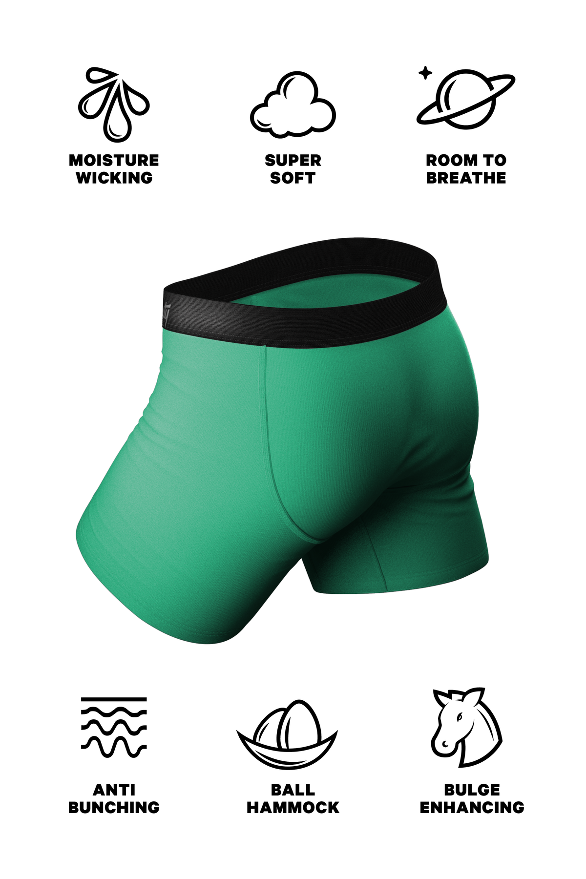 The Green Boys | Men's Green Ball Hammock® Pouch Underwear With Fly - Shinesty
