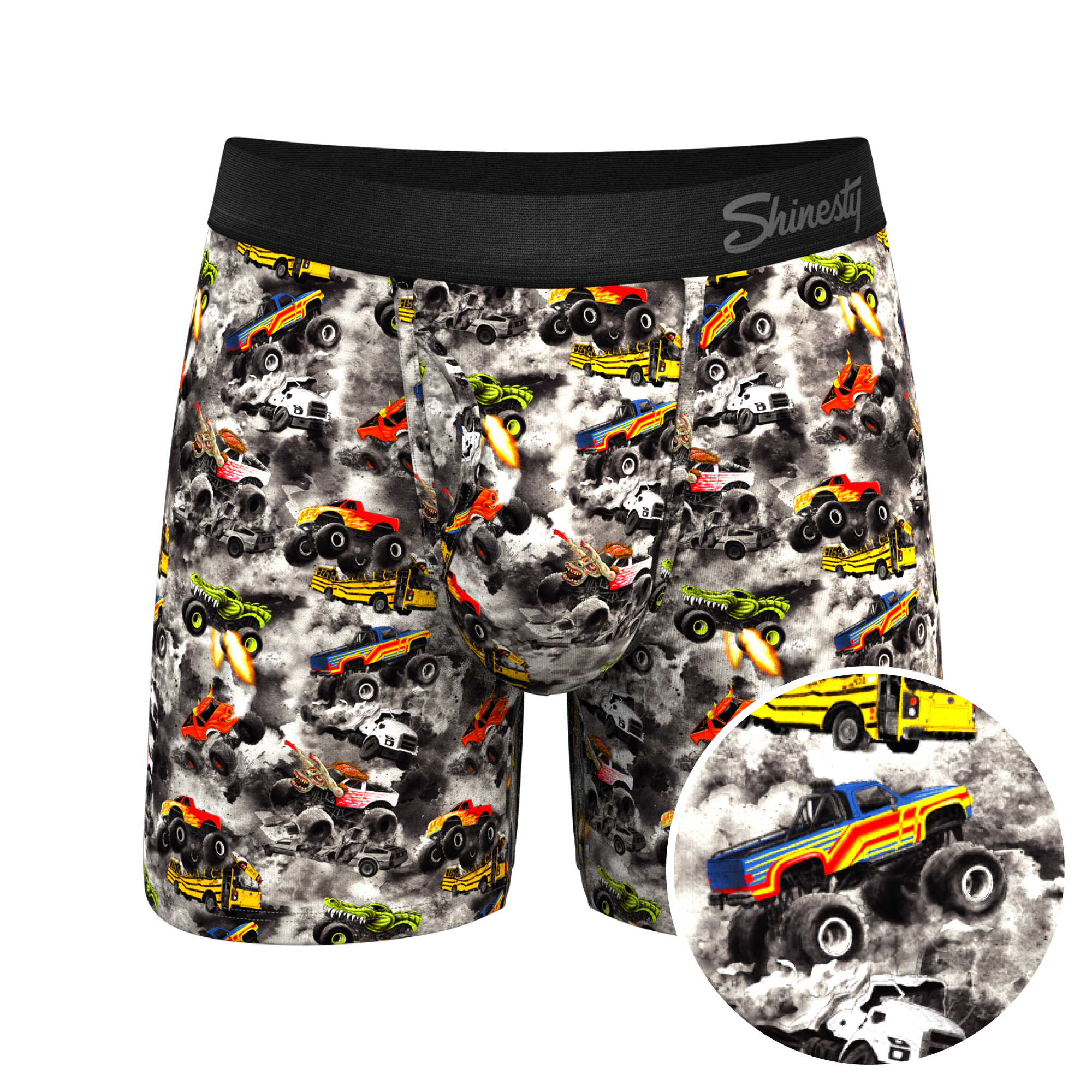 The Here Be Monsters | Monster Truck Ball Hammock® Pouch Underwear With Fly - Shinesty