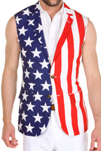 The Tommy J | American Flag Print Sleeveless Suit - Shinesty