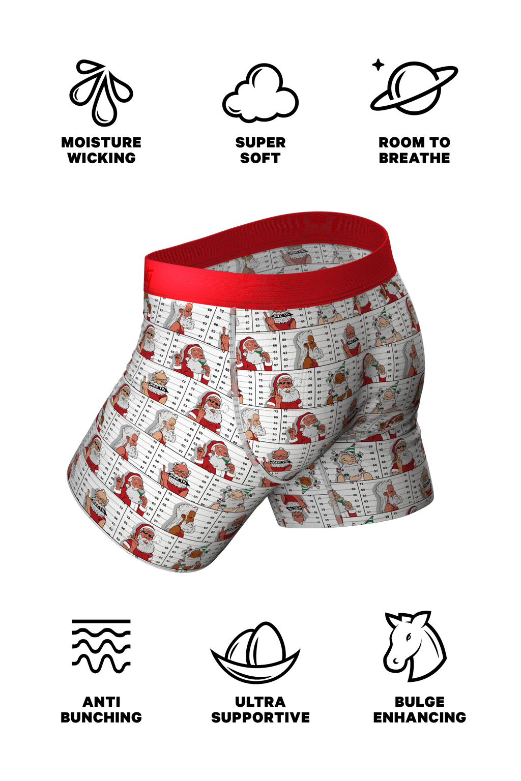 The Jailbird | Mugshot Santa Ball Hammock® Pouch Underwear With Fly - Shinesty