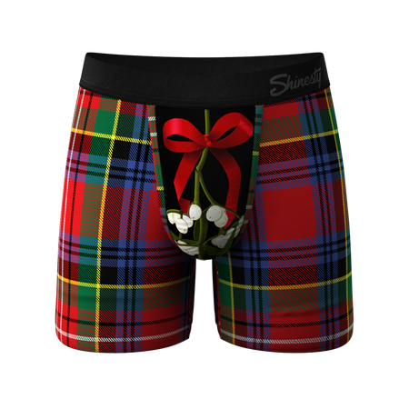 Kiss Me There Mistletoe Plaid Christmas Ball Hammock® Pouch Underwear