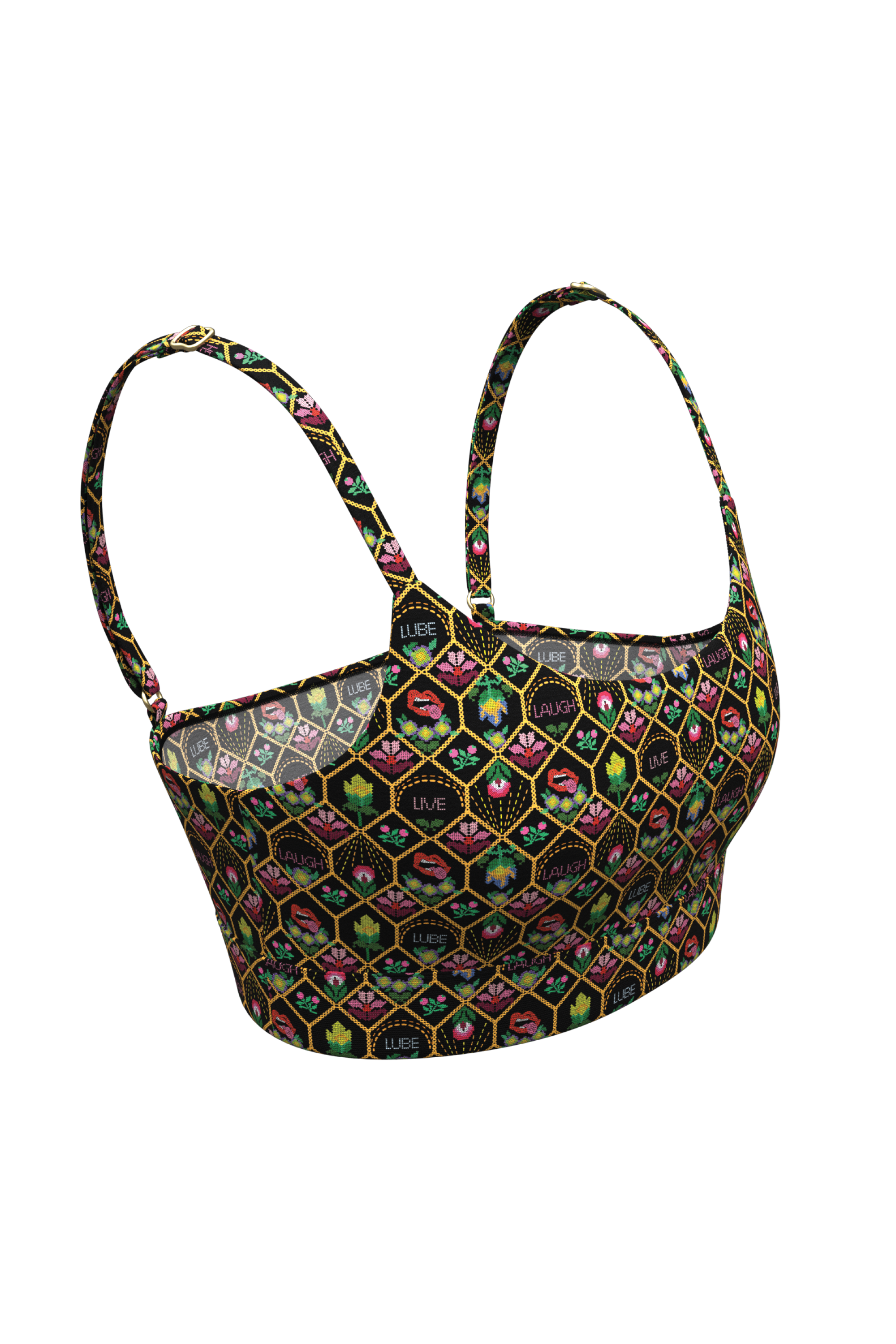 The Live Laugh Lube | Western Floral Pattern Boob Hammock™ Scoop Bralette - Shinesty
