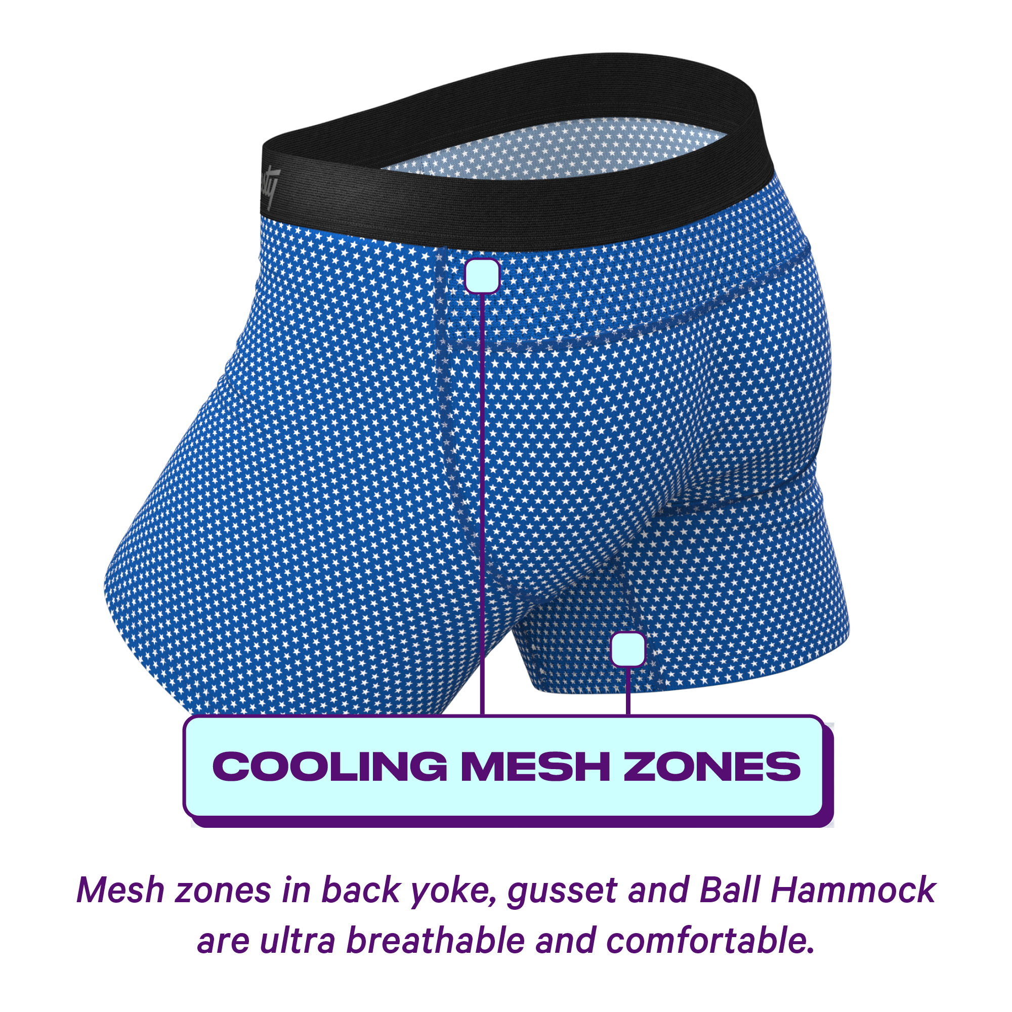 The Manhattan Man | Light Blue Stars paradICE™ Cooling Ball Hammock® Underwear - Shinesty