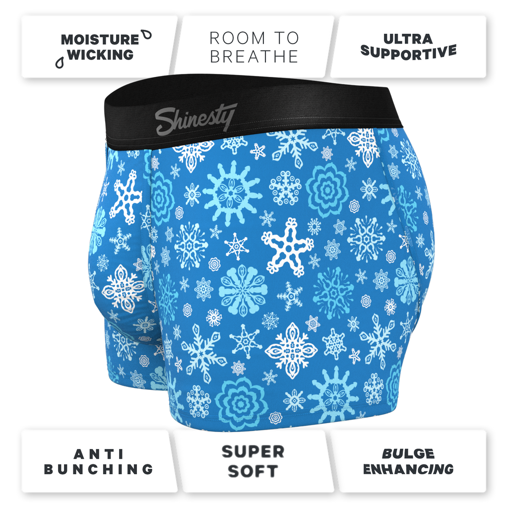 The Melt In Your Mouth | Glow In The Dark Naughty Snowflakes Ball Hammock® Pouch Trunks Underwear - Shinesty