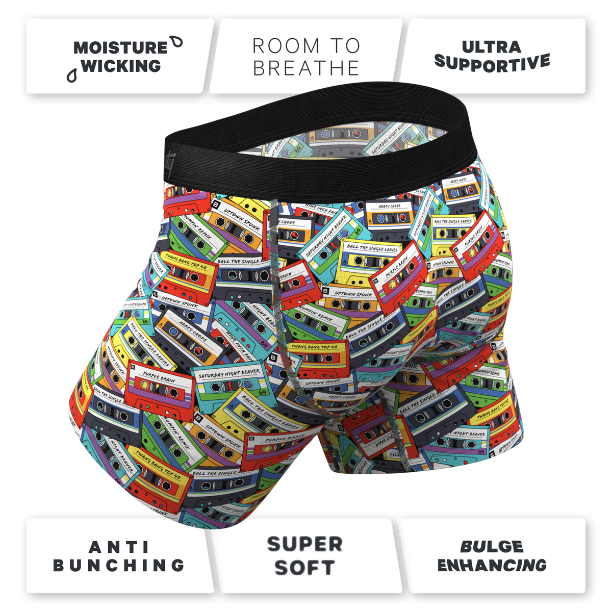 The Mixtape | Cassette Tapes Ball Hammock® Pouch Underwear with fly - Shinesty