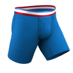 The Morning Glory | Blue with USA Waistband Ball Hammock® Boxer - Long Leg - Shinesty