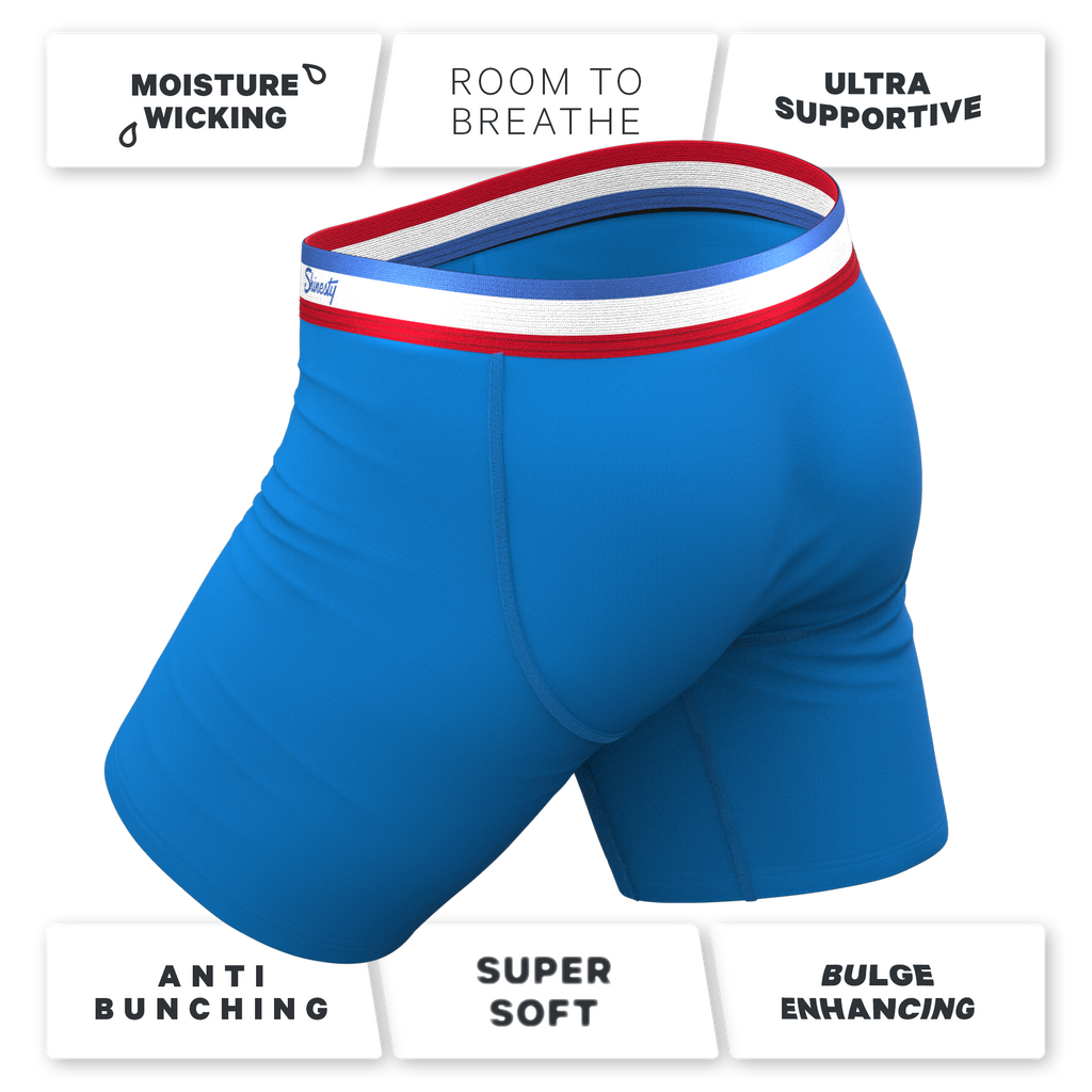 The Morning Glory | Blue with USA Waistband Ball Hammock® Boxer - Long Leg - Shinesty