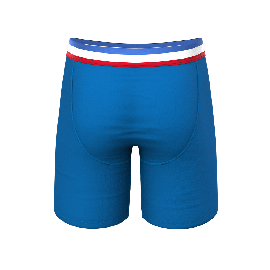The Morning Glory | Blue with USA Waistband Ball Hammock® Boxer - Long Leg - Shinesty