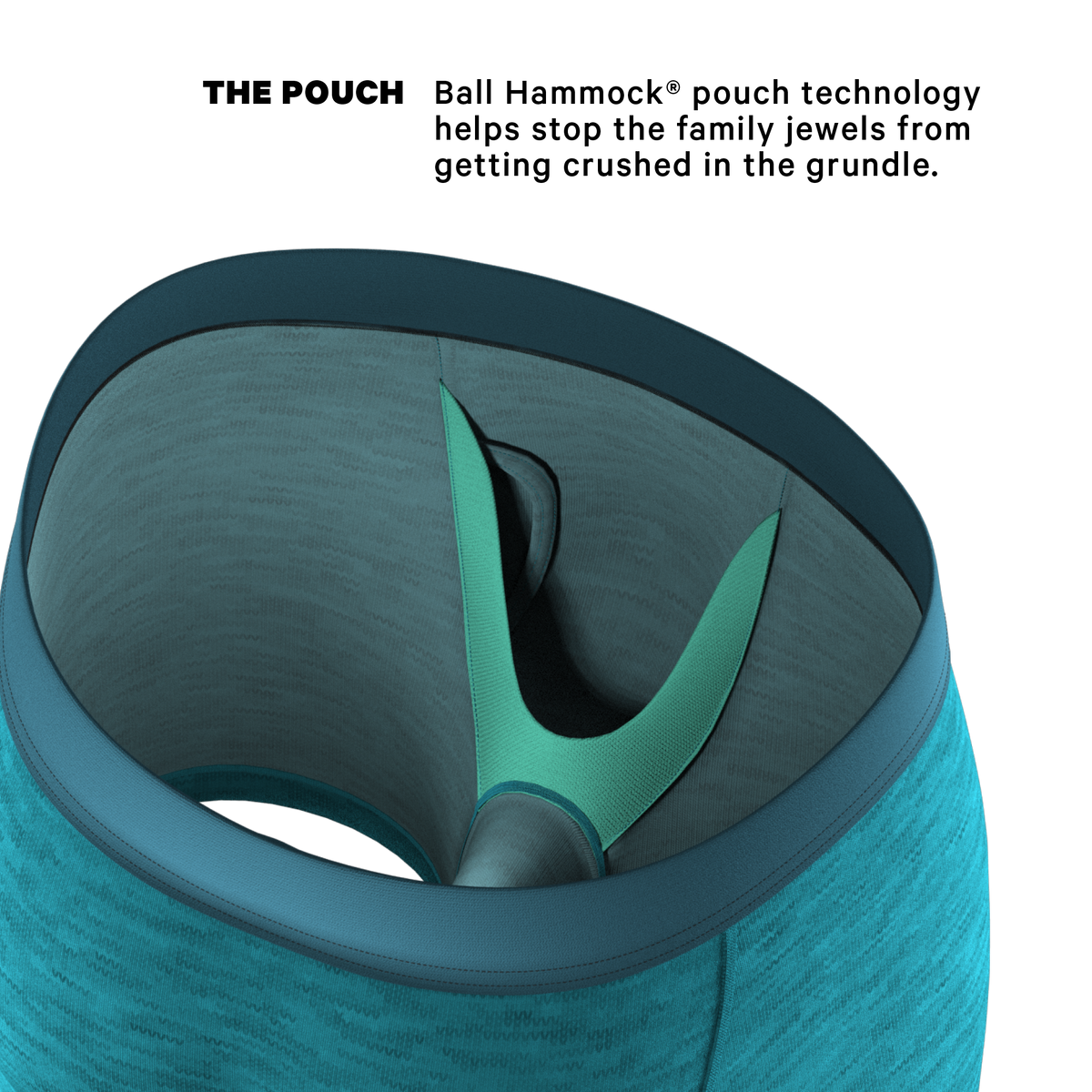 The Nerves of Teal | Teal Heather Ball Hammock® Pouch Underwear With Fly - Shinesty
