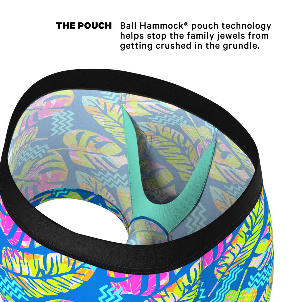 The Oahu Rendezvous | Tropical Leaves Ball Hammock® Pouch Trunks Underwear - Shinesty