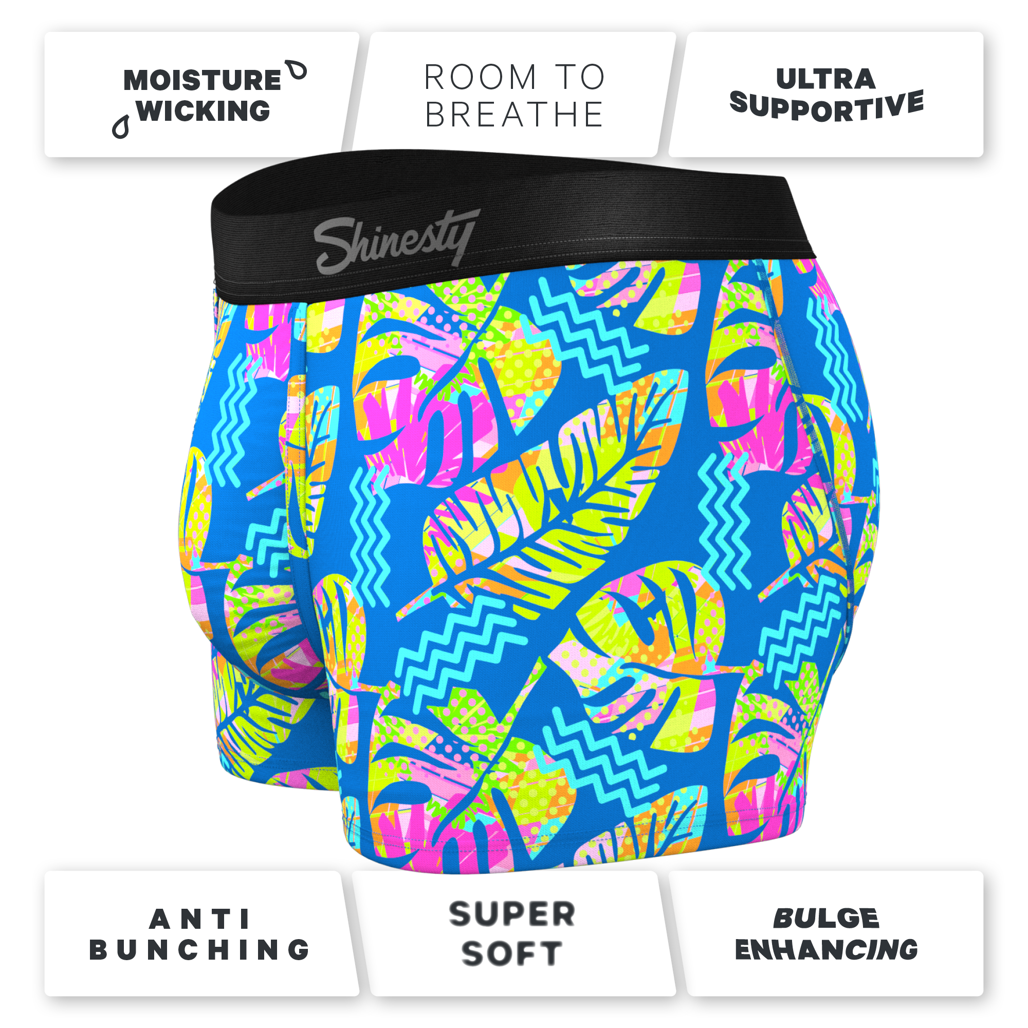 The Oahu Rendezvous | Tropical Leaves Ball Hammock® Pouch Trunks Underwear - Shinesty
