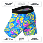 The Oahu Rendezvous | Tropical Leaves Ball Hammock® Boxer - Long Leg - Shinesty