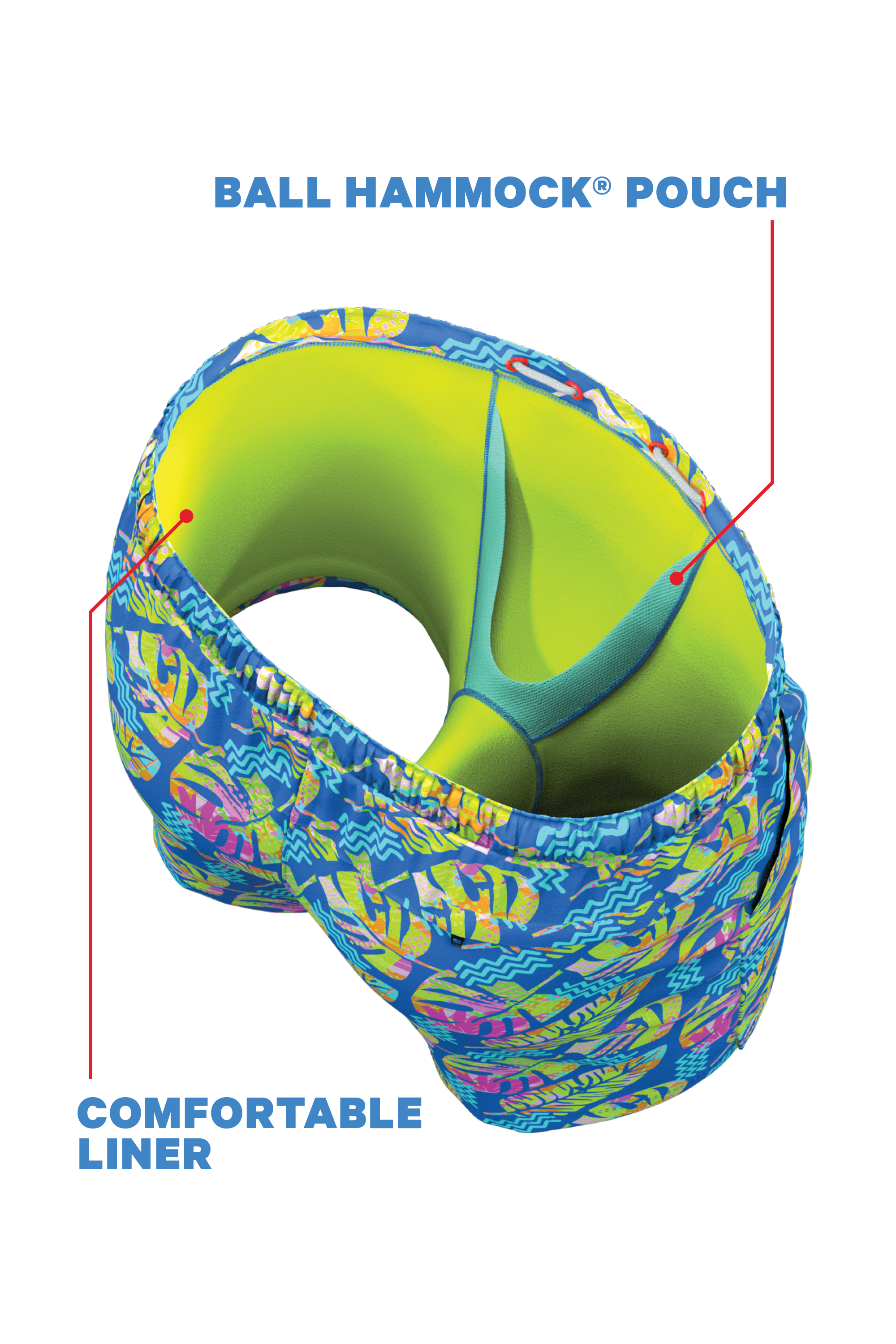 The Oahu Rendezvous | Tropical Leaves Ball Hammock® Pouch 5" Swim Trunks - Shinesty