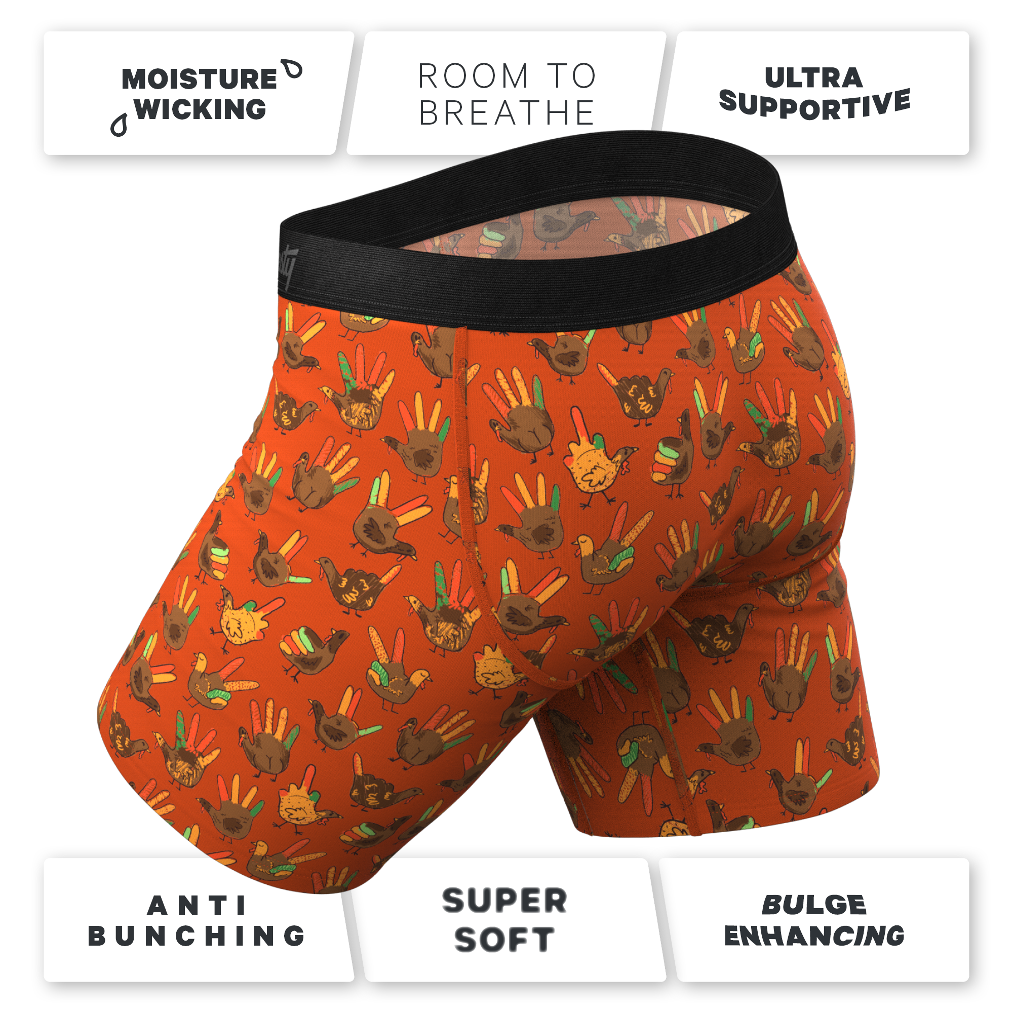 The Party Fowl | Thanksgiving Turkey Ball Hammock® Boxer - Long Leg - Shinesty