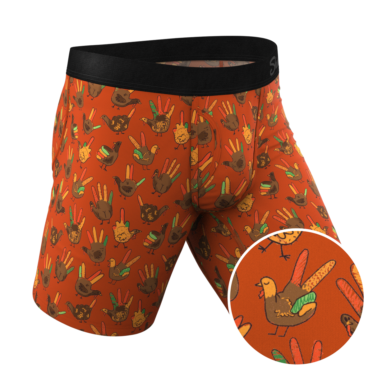 The Party Fowl | Thanksgiving Turkey Ball Hammock® Boxer - Long Leg - Shinesty