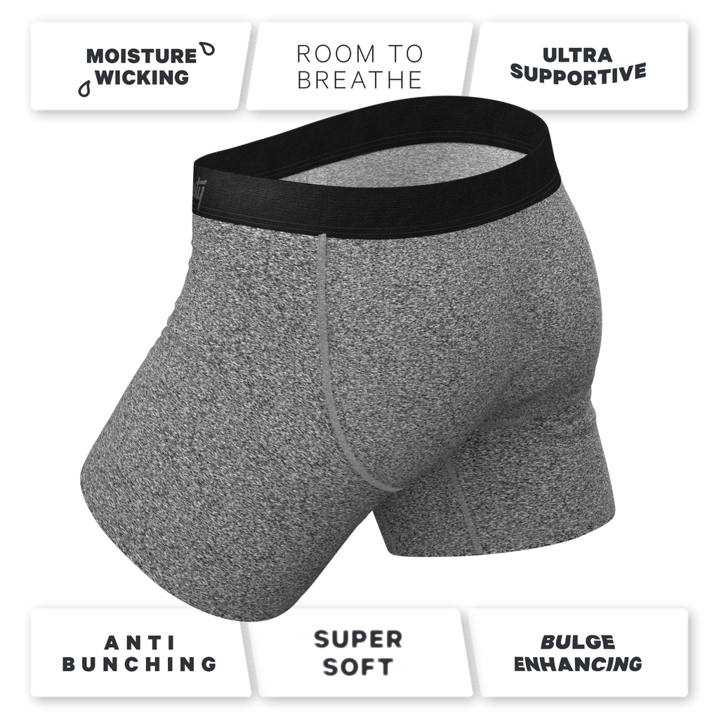 The Seattle Skyline | Black Marble Heather Ball Hammock® Pouch Underwear With Fly - Shinesty