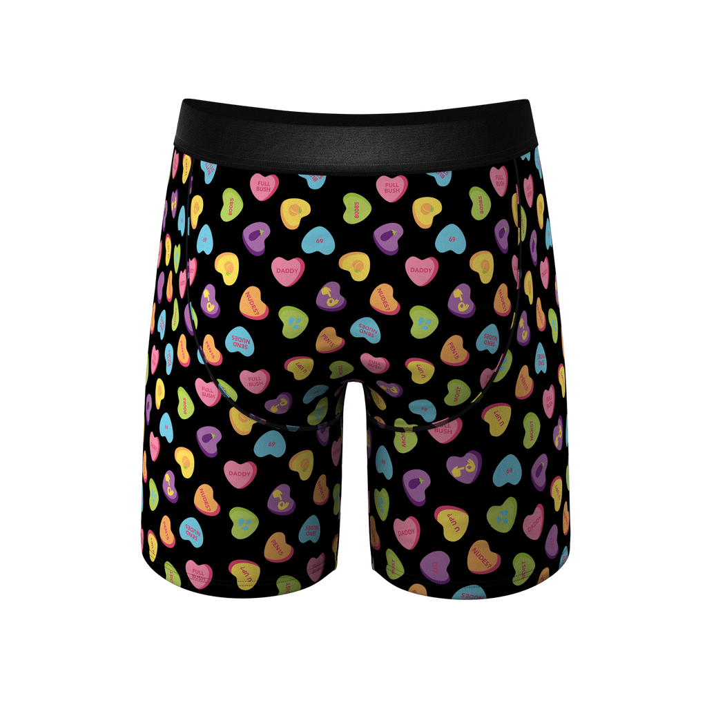 The Smooth Talker | Candy Hearts Ball Hammock® Boxer - Long Leg - Shinesty