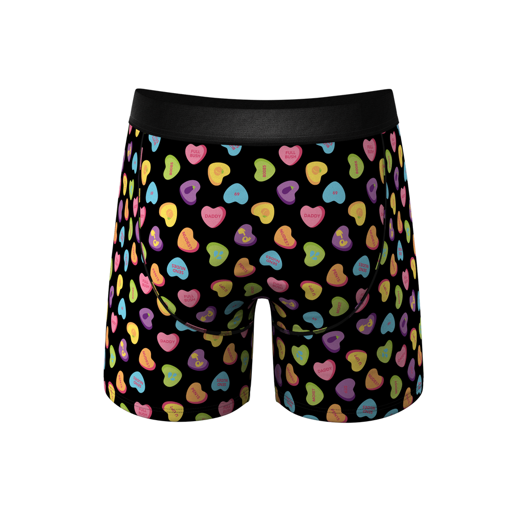 The Smooth Talker | Candy Hearts Ball Hammock® Pouch Underwear With Fly - Shinesty