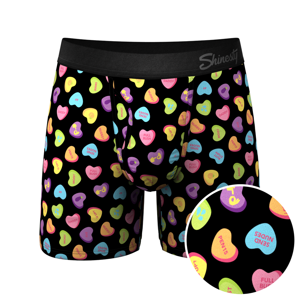 The Smooth Talker | Candy Hearts Ball Hammock® Pouch Underwear With Fly - Shinesty