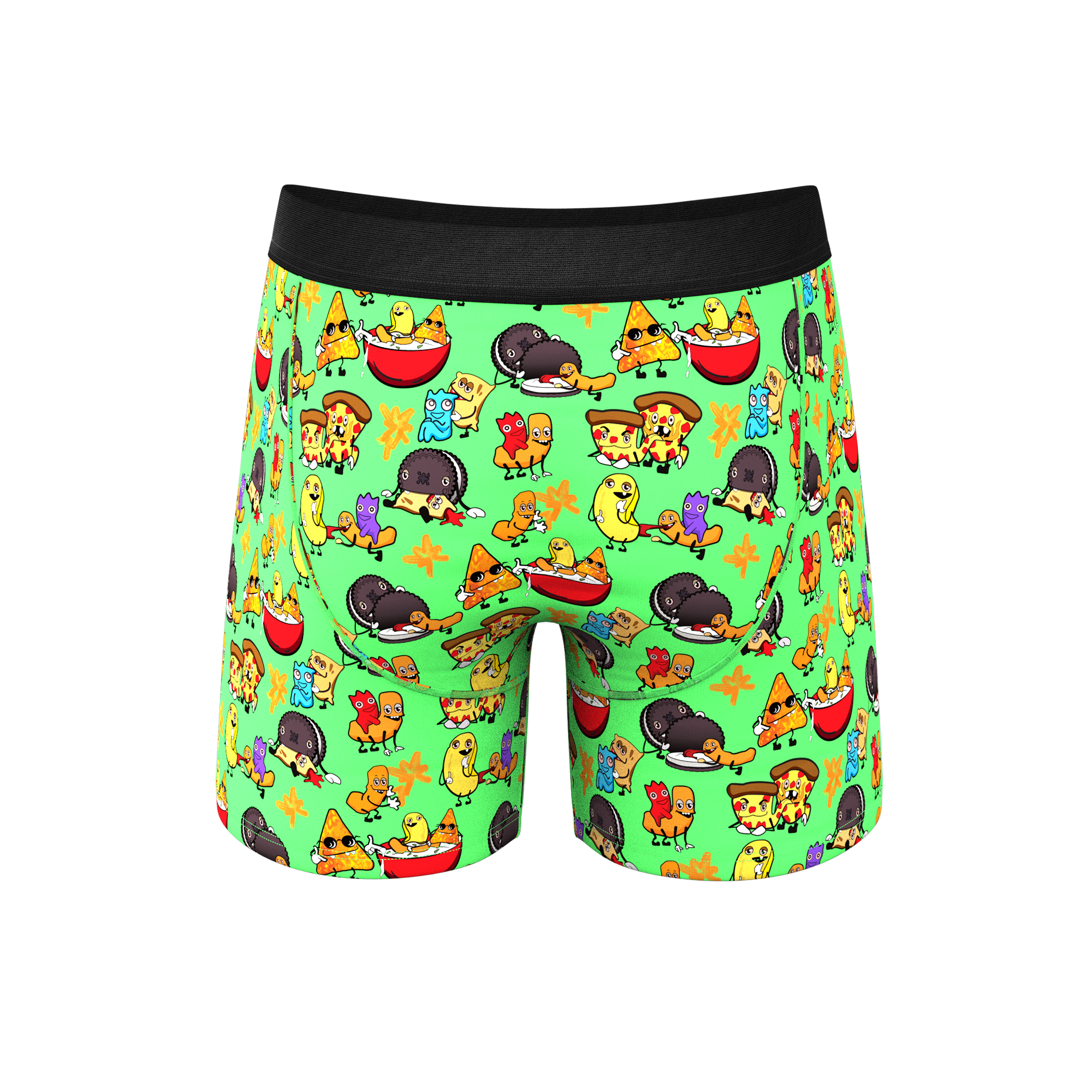 The Snackhanalia | Junk Food Ball Hammock® Pouch Underwear With Fly - Shinesty
