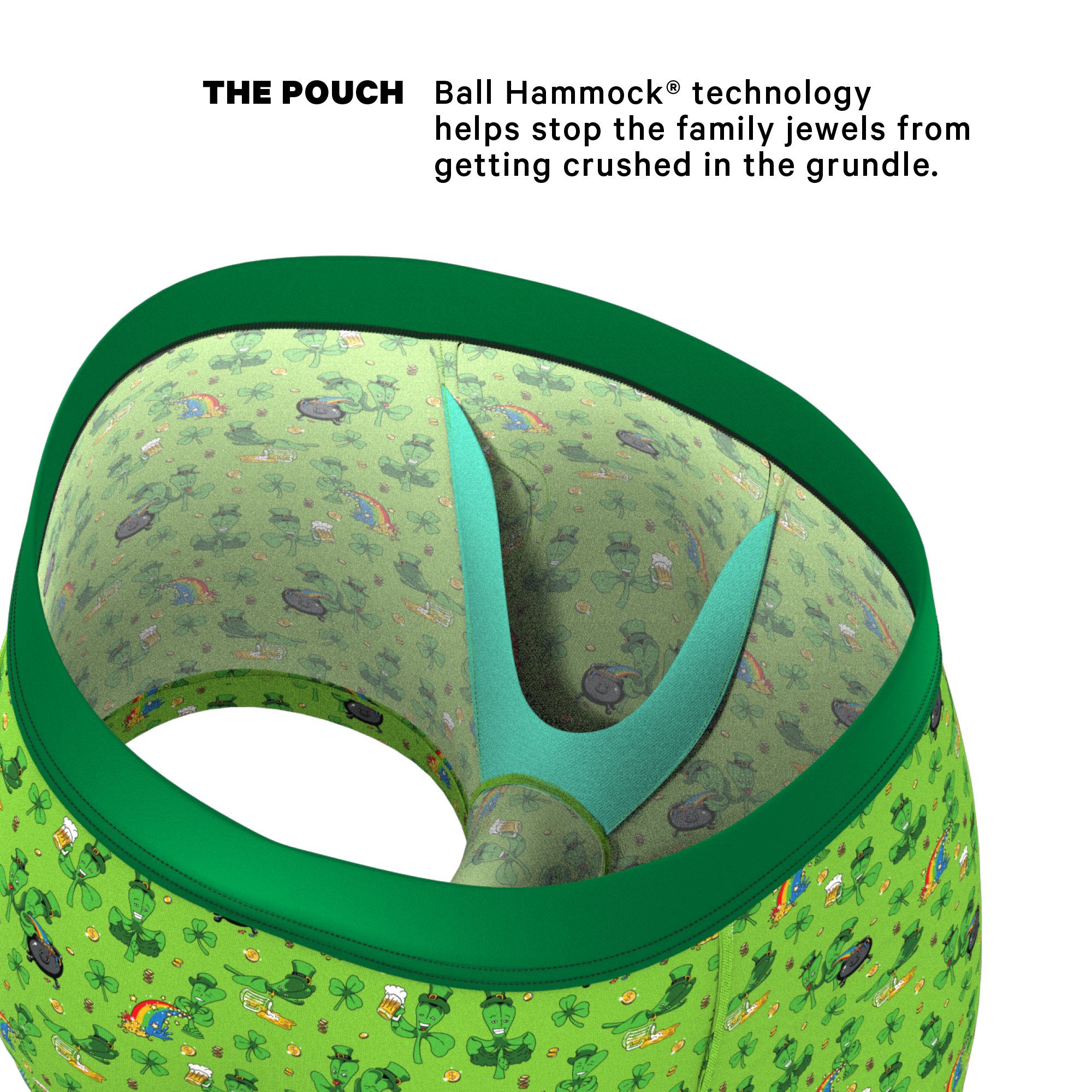The 3 Leafs To The Wind | St Patricks Day Clovers Ball Hammock® Pouch Trunks Underwear - Shinesty